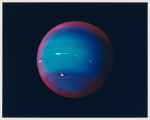 NASA/JPL Voyager 2 spacecraft - False color image of Neptune's haze, 1989