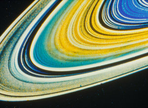 NASA/JPL Voyager 2 spacecraft - Colorized image of Saturn's ring system, 1981