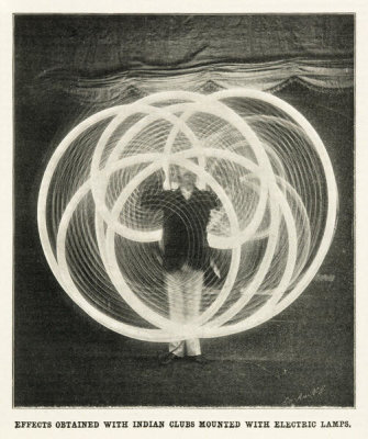 Scientific American Magazine - Effects Obtained with Indian Clubs Mounted with Electric Lamps, September 9, 1899