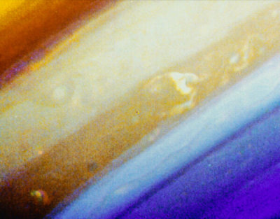 NASA/JPL Voyager 1 spacecraft - Color-enhanced image of Saturn’s Northern Hemisphere, November 1, 1980