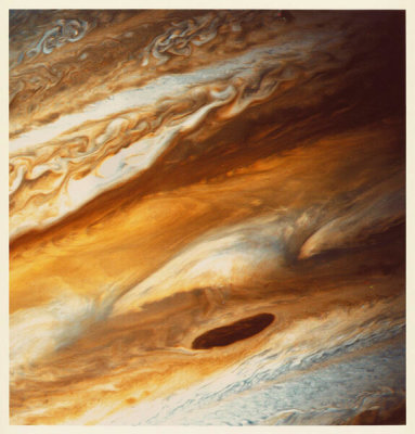 NASA/JPL Voyager 2 spacecraft - Color composite image highlighting different bands of Jupiter's atmosphere, 1979