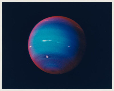 NASA/JPL Voyager 2 spacecraft - False color image of Neptune's haze, 1989